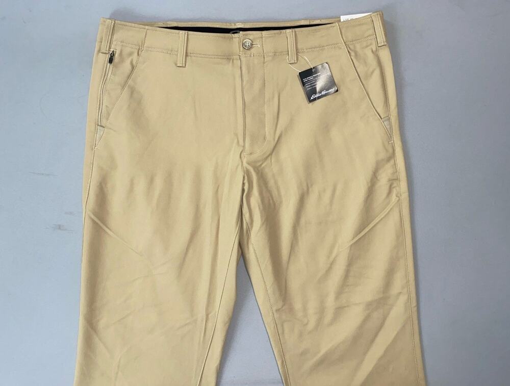 Eddie Bauer Classic Straight Flex Waist Chino Pants. Beige, Men's 40X32. NWT! - Picture 1 of 8